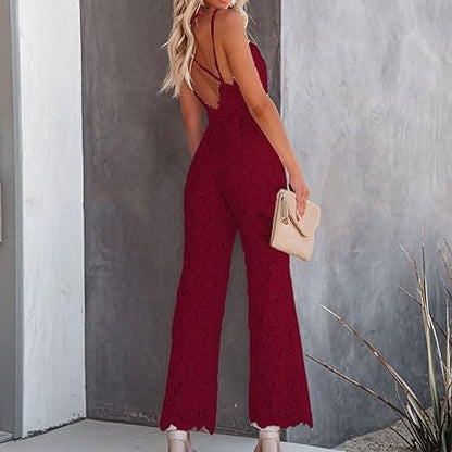 Mouwloze Jumpsuit van Kant met Vrouwelijke Pasvorm