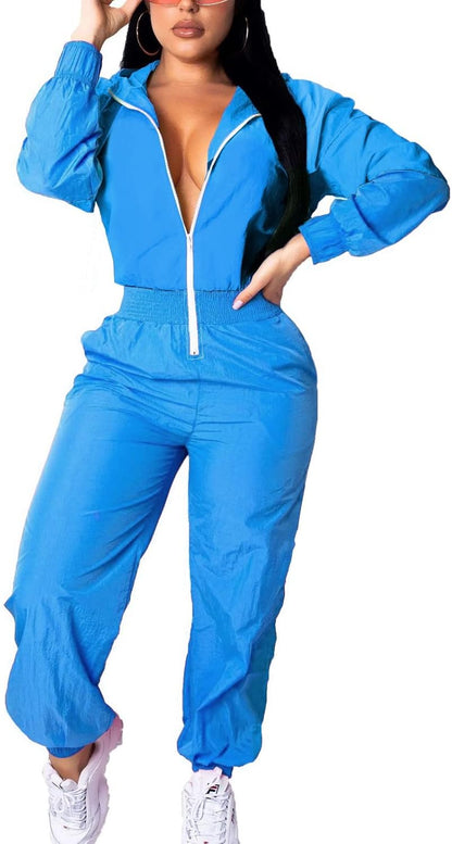 Dames Jumpsuit Windbreaker Retro Stijl