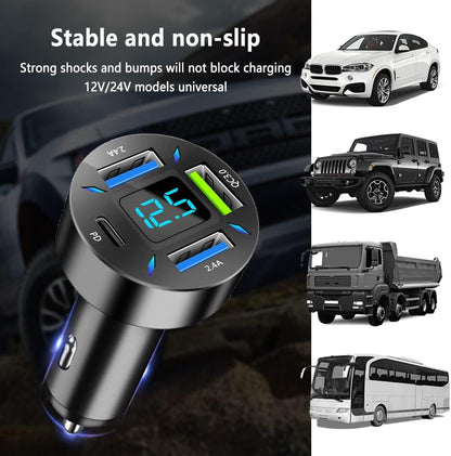 Snelle Autolader 66W USB-C met QC 3.0 en PD voor 12-24V