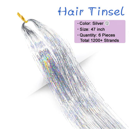 Haar Tinsel Kit Glitter Strengen voor Feestelijke Haarversiering