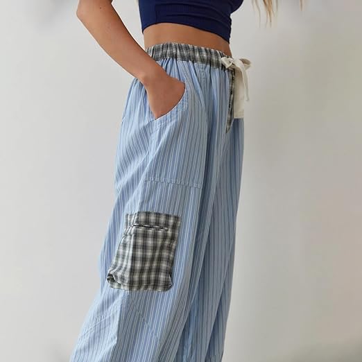 Geruite Pyjamaset voor Vrouw Casual Chic Losse Delen