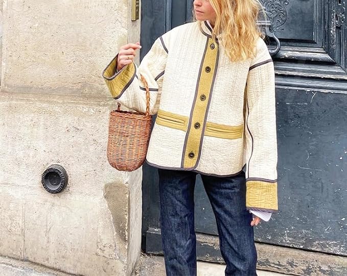 Patchwork Jas voor Vrouwen Elegante Stijl