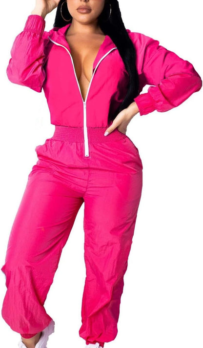 Dames Jumpsuit Windbreaker Retro Stijl