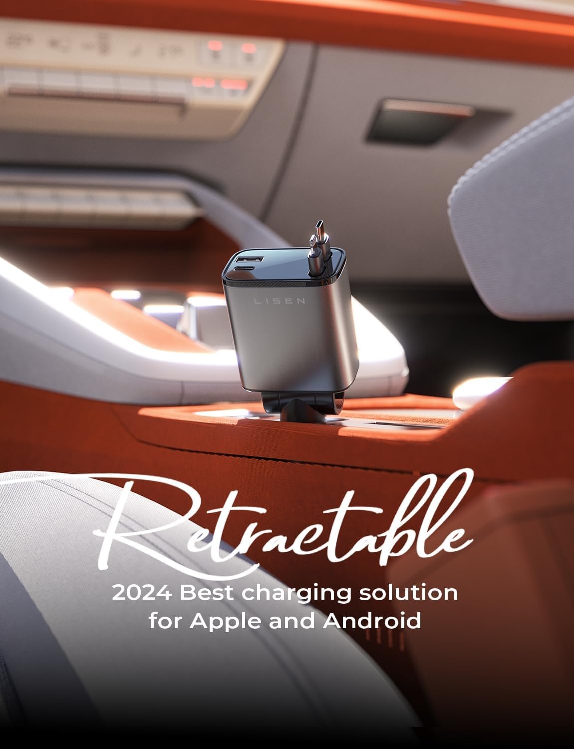 Snellaad Auto-oplader 69W USB-C Uittrekbaar