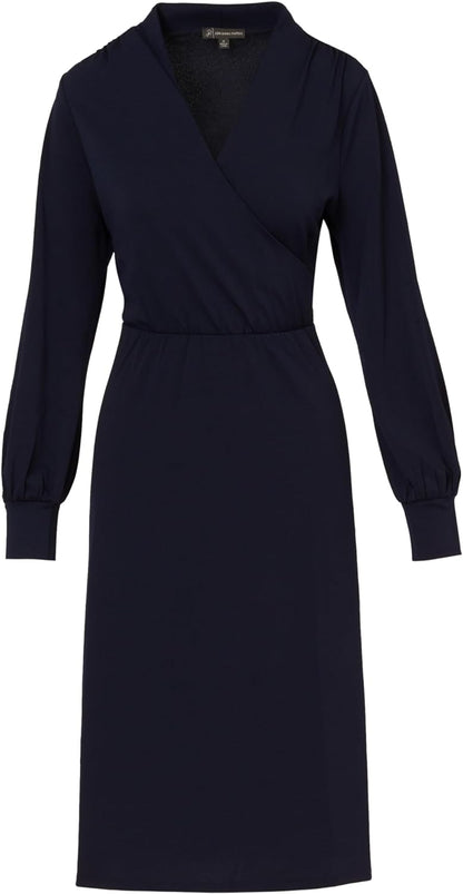 ChicDroom Lange Mouw Wrap Midi Jurk voor Vrouwen