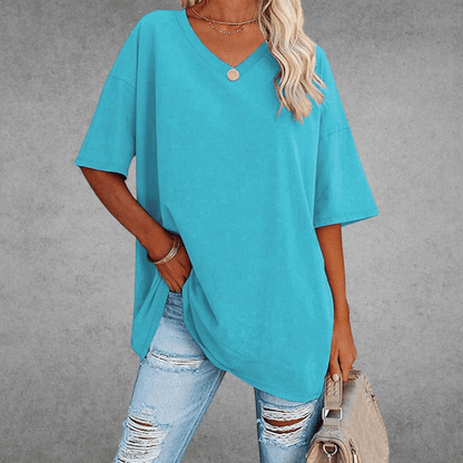 T-Shirt Donna - Scollo a V Casual Maglietta-3
