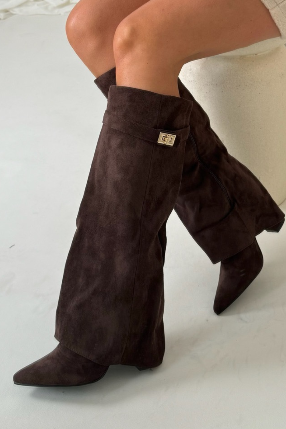 Dames Laarzen Hoge Met Riem en Flap Detail Trendy Stijl - Mode Vibes
