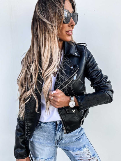 Dames Lederen Biker Jas PU Stijlvol Trendy
