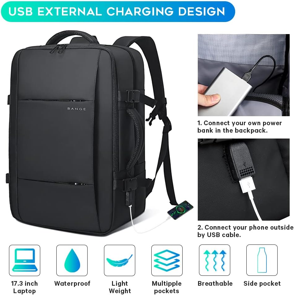 Reisrugzak Waterdicht 26-45L met Laptopvak en Handvat