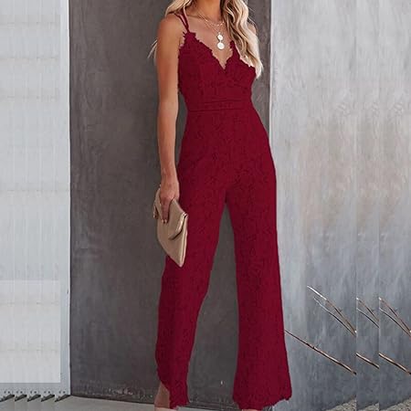 Mouwloze Jumpsuit van Kant met Vrouwelijke Pasvorm