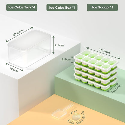 Silicone IJsblokjesvormen Set met Bak voor Eenvoudig Opbergen