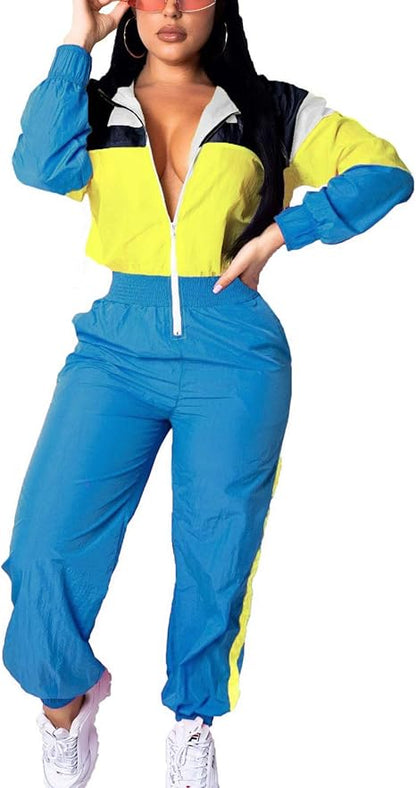 Dames Jumpsuit Windbreaker Retro Stijl
