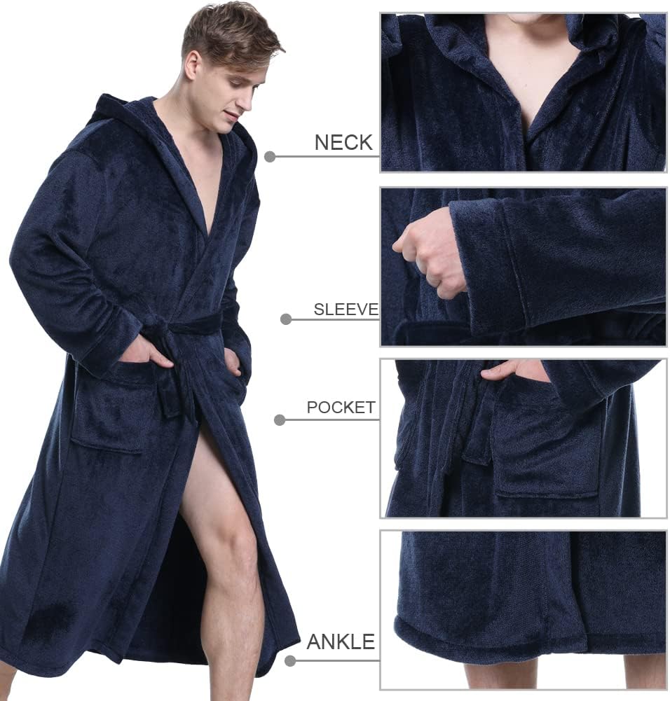 Heren Badjas met Capuchon Luxe Zacht Grijs