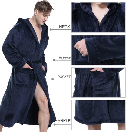 Heren Badjas met Capuchon Luxe Zacht Grijs