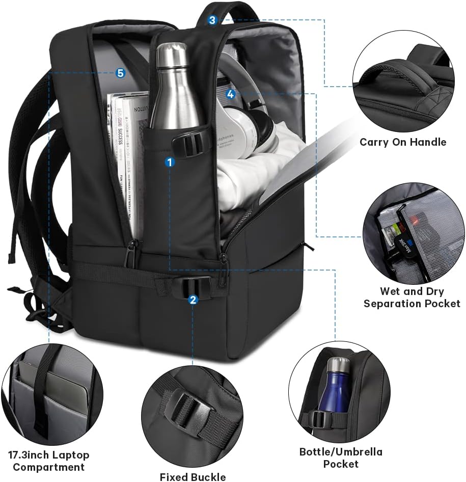 Reisrugzak Waterdicht 26-45L met Laptopvak en Handvat
