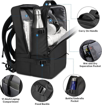 Reisrugzak Waterdicht 26-45L met Laptopvak en Handvat