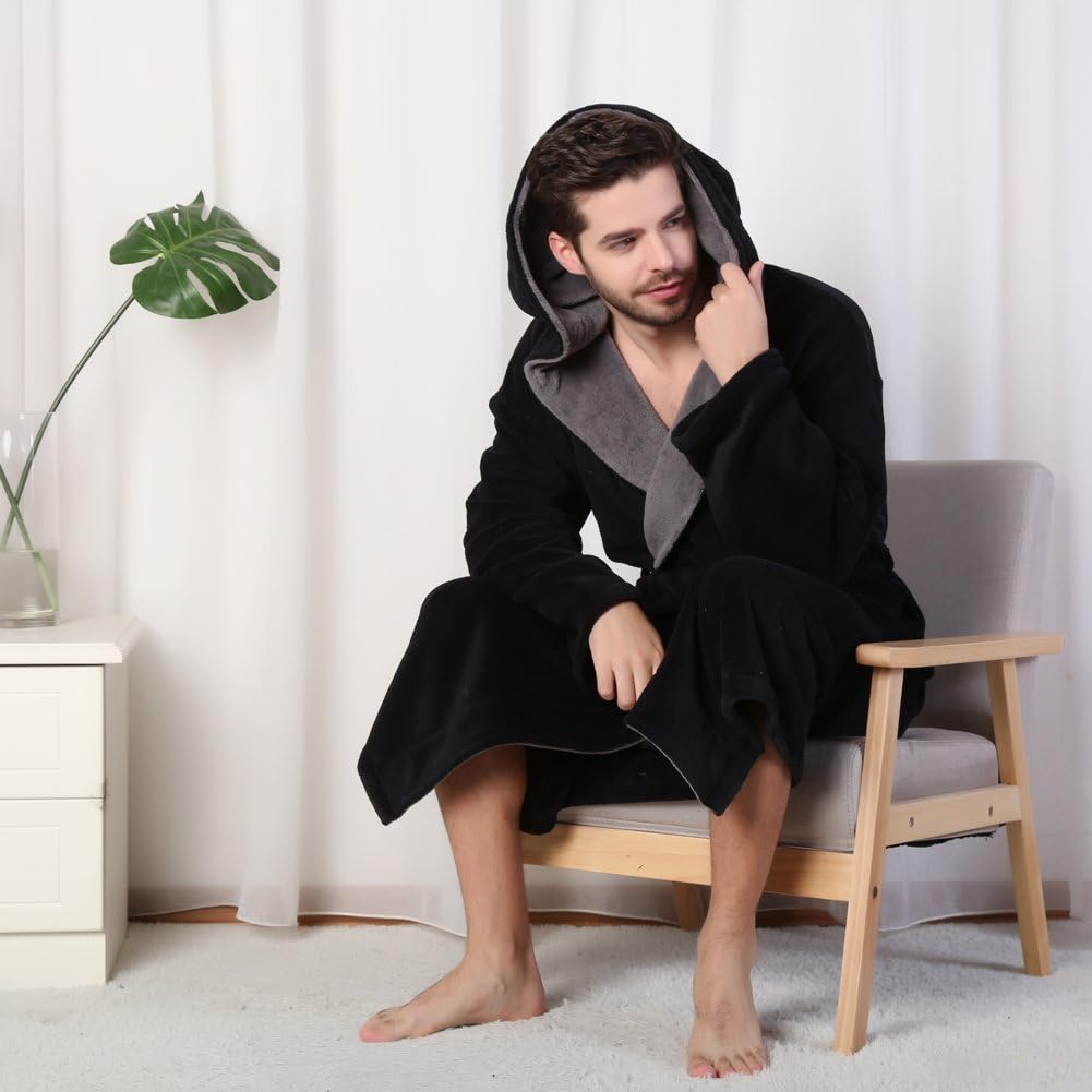 Heren Badjas met Capuchon Luxe Zacht Grijs