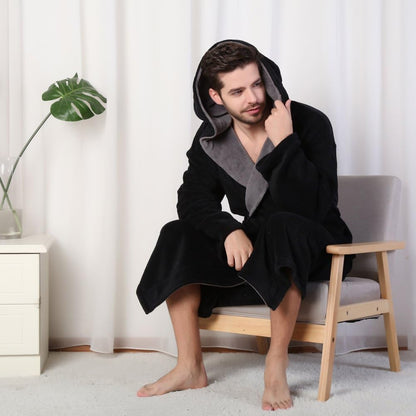 Heren Badjas met Capuchon Luxe Zacht Grijs