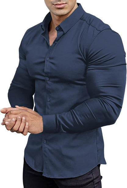 Heren Overhemd Slim Fit Kreukvrij Wit