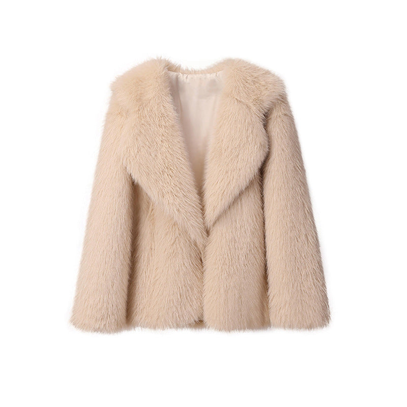 Dames Faux Fur Jas Grote Kraag Trendy Stijlvolle Zomerjas