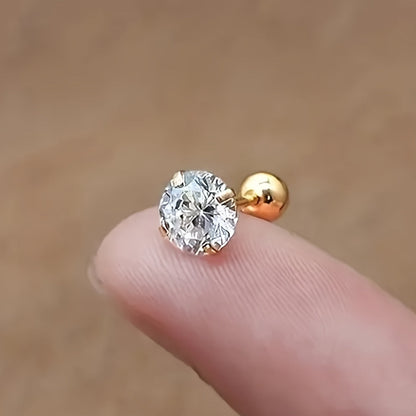 Titanium Oorknopjes met Zirkonia Steen Zilverkleurig Lumen