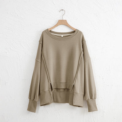 Dames Sweater Warm Losse Pasvorm Met Rauwe Randen
