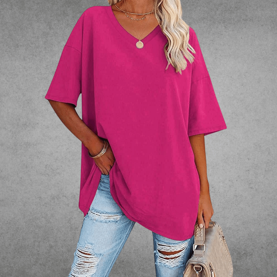 Variant image for T-Shirt Donna - Scollo a V Casual Maglietta-16