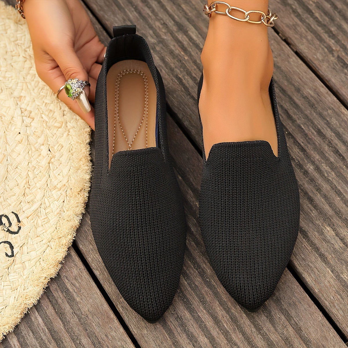 Dames Loafers Gebreide Platte Schoenen Comfortabel