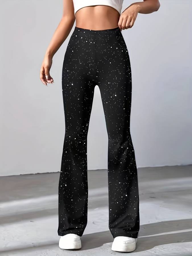 Glitter Broek Flared Comfortabele Fit voor Vrouw