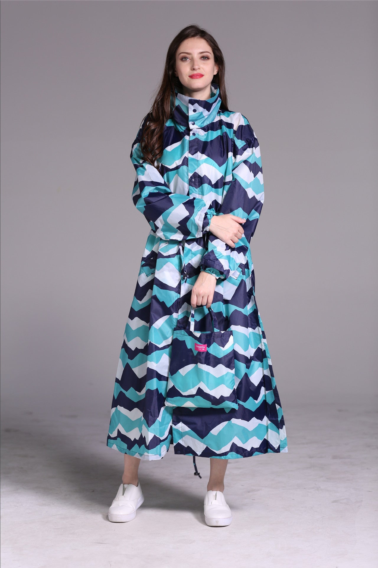 Dames Regenjas Lange Lichtgewicht Met Trendy Print