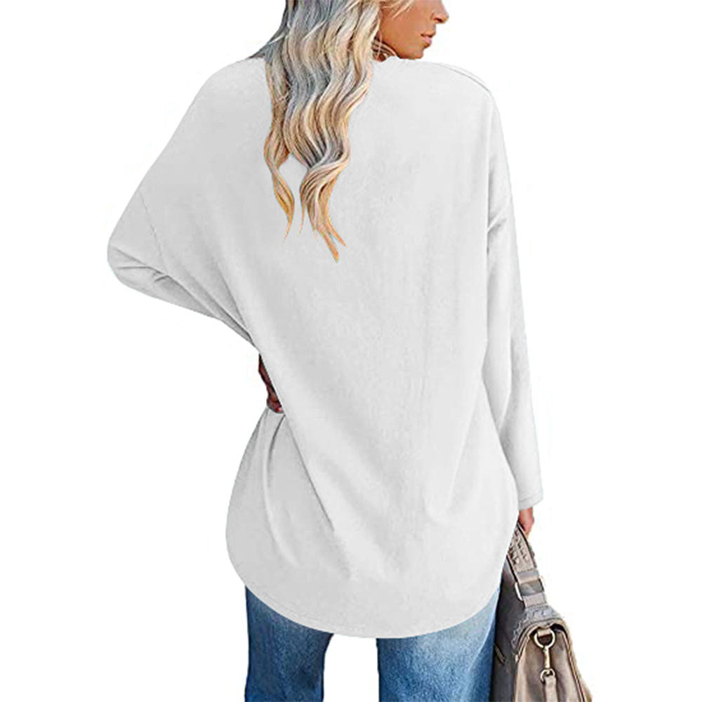 Dames Oversized T-shirt Lange Mouwen V-hals Casual