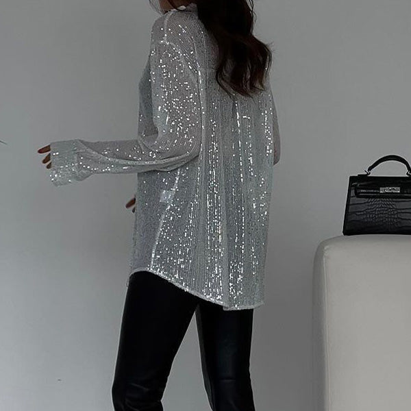 Vrouwelijke Blouse met Pailletten Glimmer Effect