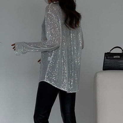 Vrouwelijke Blouse met Pailletten Glimmer Effect