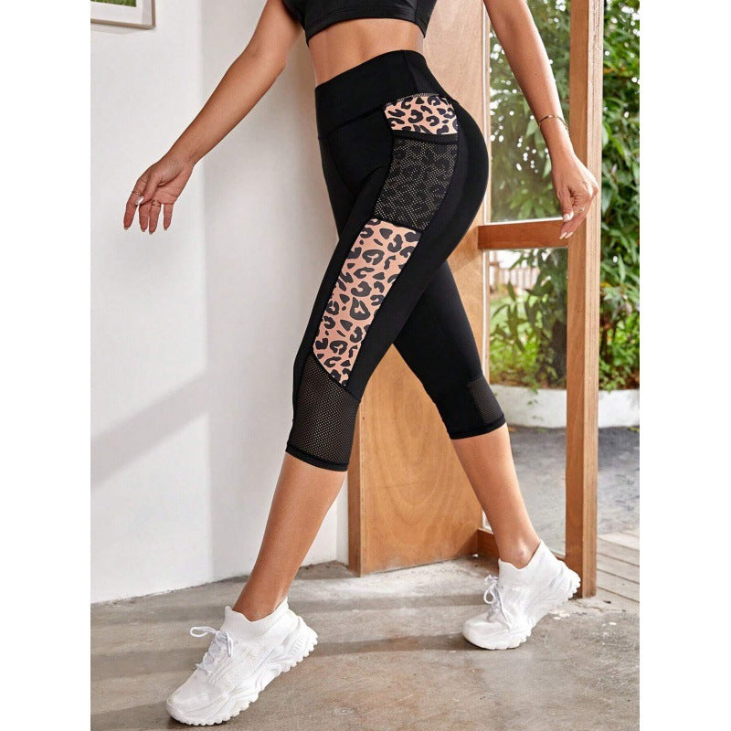 Yoga Legging Hoge Taille Dames Sportbroek met Luipaard Print en Zakken