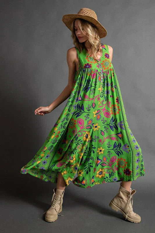 Vrouwelijke Jumpsuit met Bloemenprint Vintage Stijl