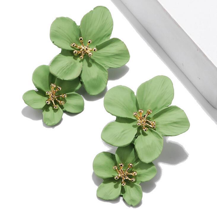 Dames Oorbellen Dubbele Bloem Trendy Zilver металли