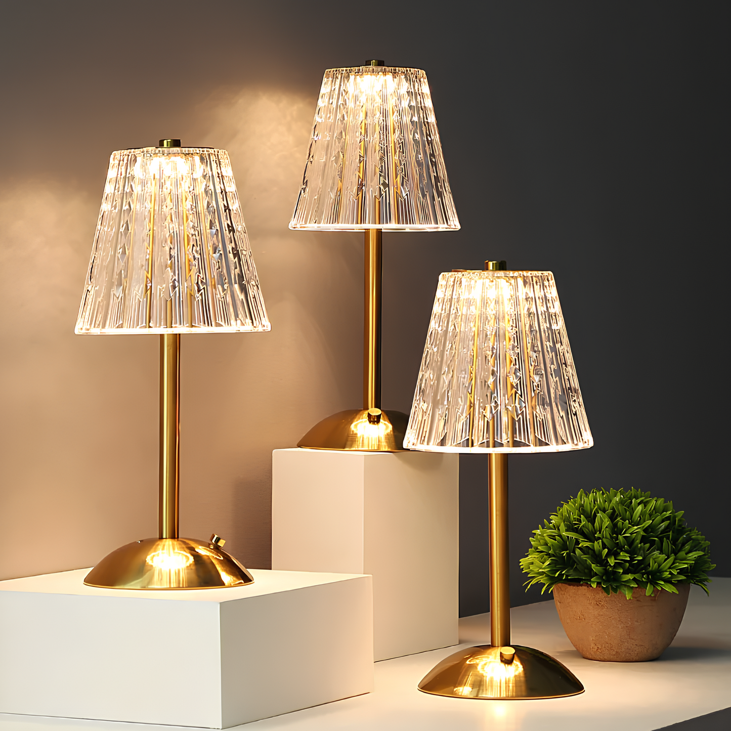 Luxe Tafellamp Goud met Kristallen details