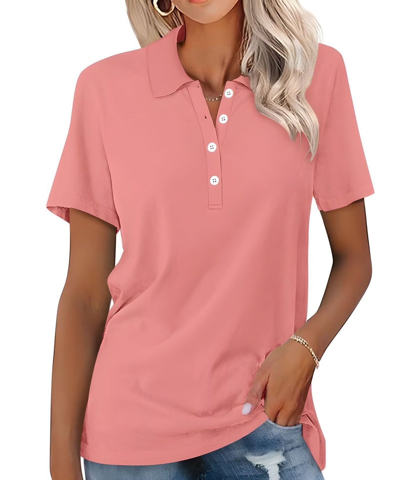 Dames Polo Top Kortemouw Basic Zomer