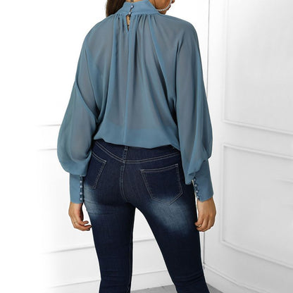 Vrouwelijke Blouse Wijd Mouwen Zomerse Stijl