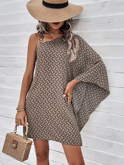 Asymmetrische Jurk All-Over Print Vrouwelijk Design