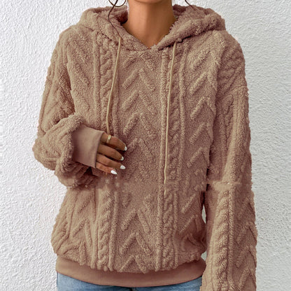Dames Teddy Hoodie Geometrisch Patroon Zacht en Warm - Mode Vibes