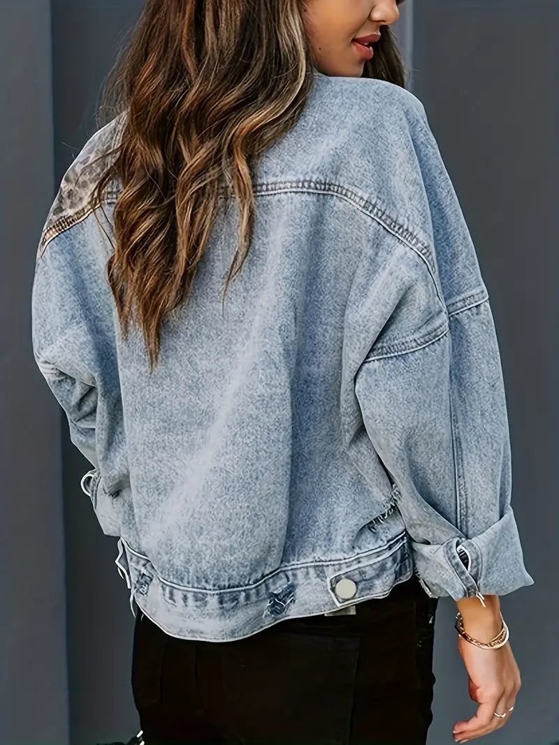 Luipaardprint Jas - Leona Denim Bontjas voor Dames