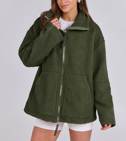 Dames Fleece Jas Oversized Warm en Zachte Winterjas