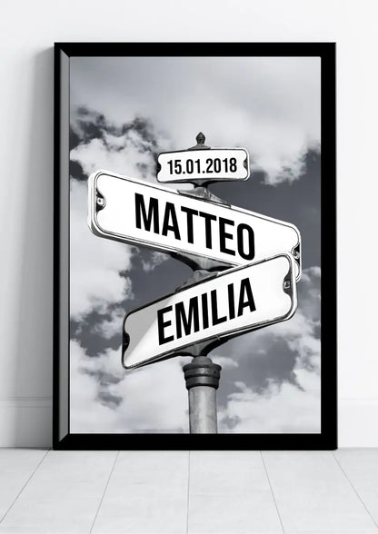 Liefdesposter voor Paar Straatnaambord