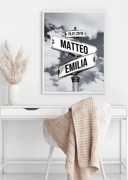 Liefdesposter voor Paar Straatnaambord