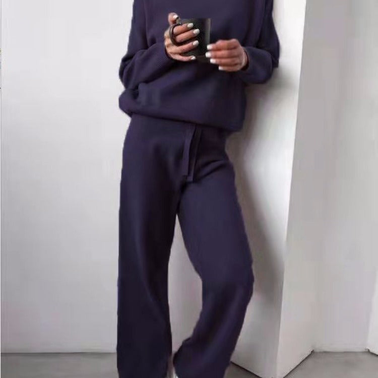 Dames Comfortabele Set met Coltrui en Rechte Broek Casual