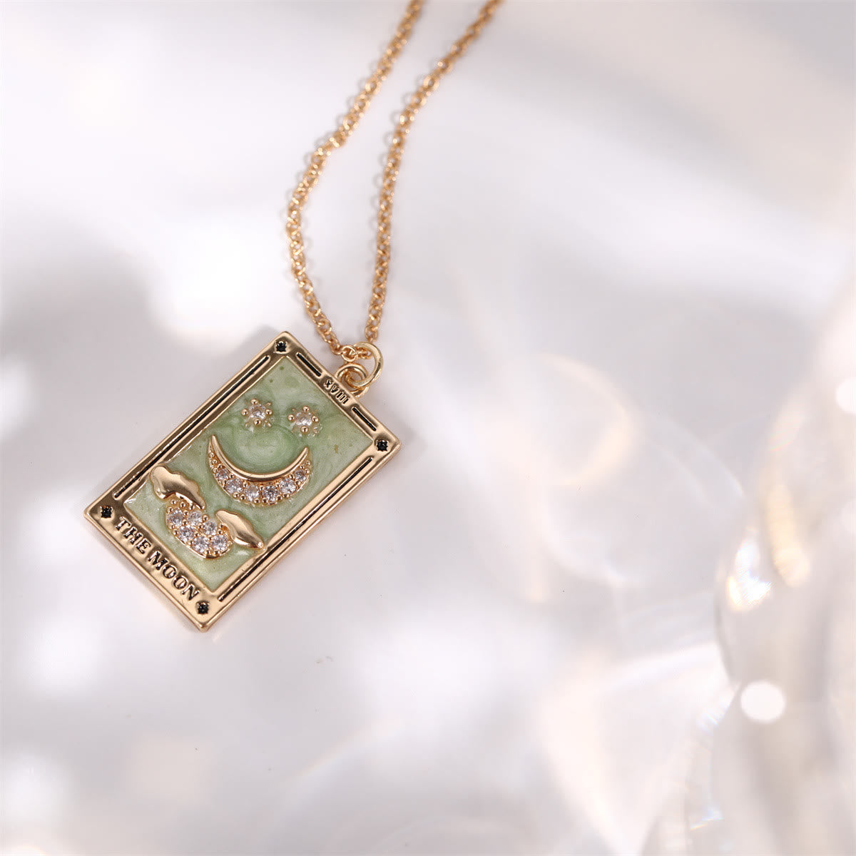 Gouden Tarot Oorhanger Druppel Ketting Zirkonia