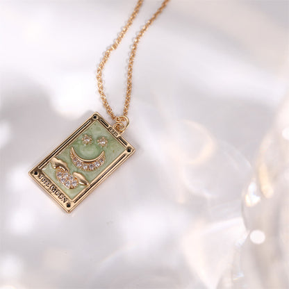 Gouden Tarot Oorhanger Druppel Ketting Zirkonia