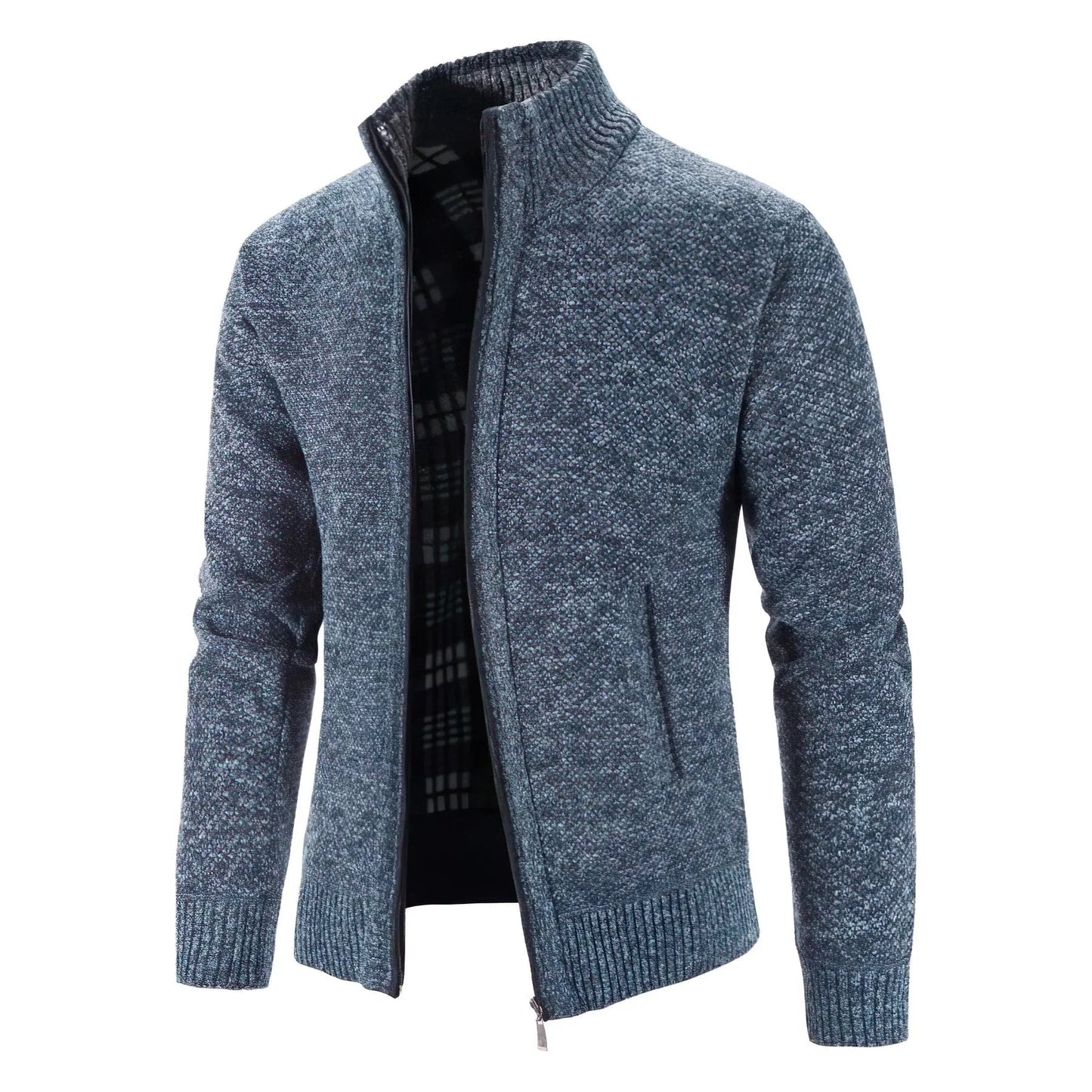 Heren Grofgebreid Vest met Rits