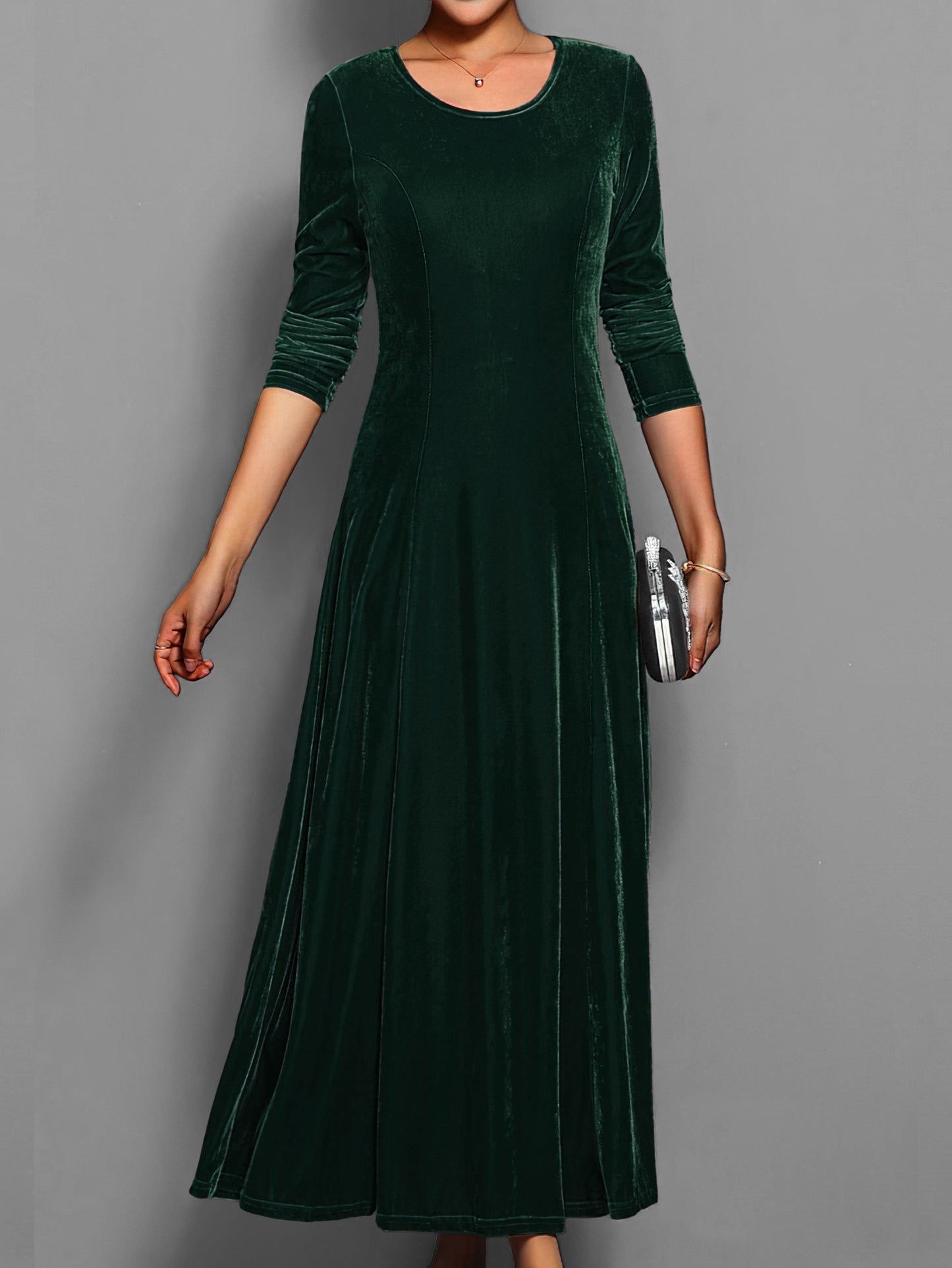 Dames Midi Jurk met Lange Mouwen – Effen Kleur – Casual & Feestelijk – Ideaal voor de Herfst